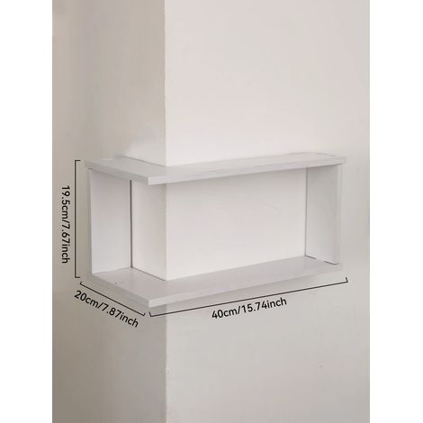 (Blanc MS12398) Étagère murale d'angle rustique, étagères flottantes en bois, présentoir mural, rangement, étagère pour plantes, photos, décoration intérieure (1/5)