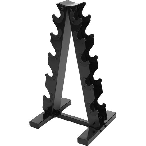 Soporte para barra de 5 niveles con estructura en A, soporta 100 kg, color negro. (1/2)