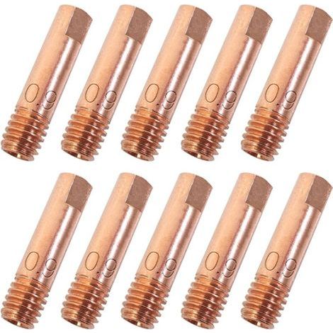 10PCS MB15AK Accessoires de Soudage 0,9MM Pièces d'usure Pointe de Contact Buses de Soudage 0.035" Torche de Soudage Embout de Contact M6x24mm Accessoires pour Poste à souder MIG MAG AK15 MB15 (1/4)