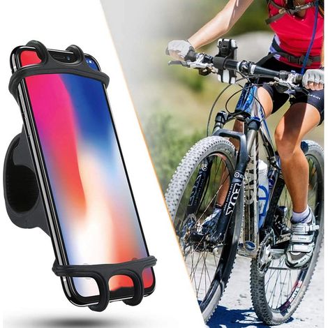 Supporto cellulare bici in gomma porta telefono bicicletta manubrio orientabile (1/5)