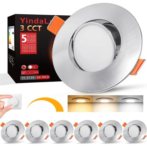Spot LED Encastrable Dimmable 5W Noir Spot LED Extra Plat Spots de Plafond 45° Orientable Blanc Chaud 3000K Blanc Neutre 4000K Blanc Froid 6000K Spot Encastrable pour salle de bain et cuisine,Lot de 6 (1/5)