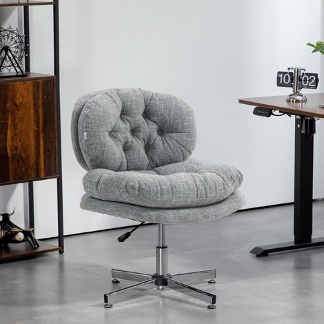 Silla de oficina sin reposabrazos, silla de escritorio cómoda con asiento acolchado y altura regulable, color gris.