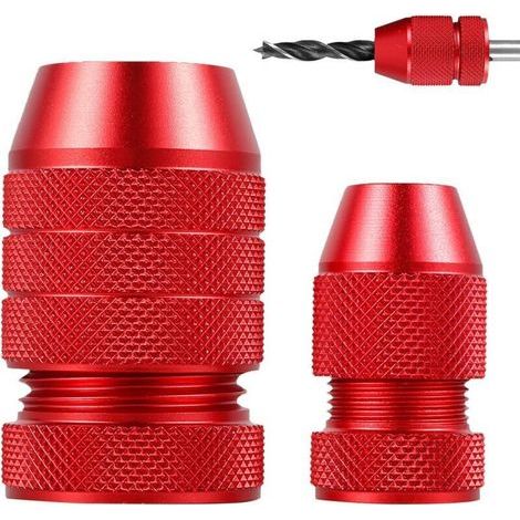 Bohrtiefenanschläge, einstellbare Tiefenführung, Bohrergrößenbereich 2-5 mm und 6-11 mm, geeignet für Holzbearbeitungswerkzeuge und Handwerkzeuge (rot) (1/5)