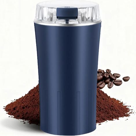 Tragbare elektrische 300-Watt-Kaffee- und Gewürzmühle mit Edelstahlklingen für Bohnen, Nüsse und Gewürze. (1/5)
