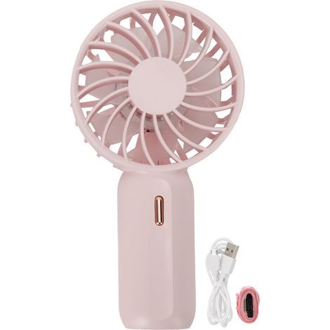Ventilateur de Poche Rechargeable USB - Vent Puissant pour Voyage, Bureau, Étude - Rose (1/5)