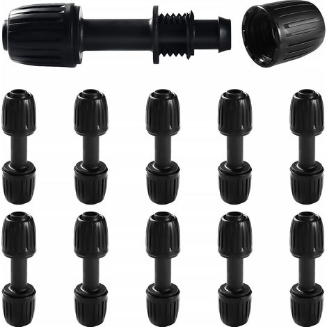 10 - Raccord Irrigation Goutte à Goutte - Connecteur Droit Tuyau - Adaptateur Système Arrosage Jardin Pelouse Noir 16x16mm (1/5)