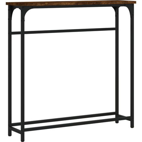 Table console d'entrée fonctionnel et stylé 75 x 19,5 x 75 cm bois d'ingénierie marron et métal DEC031802