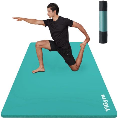 Tapis de gymnastique - 195 x 90 cm - Grand tapis de yoga - 10/15 mm d'épaisseur - Tapis de fitness XL - Avec sangle de transport et sac (1/5)