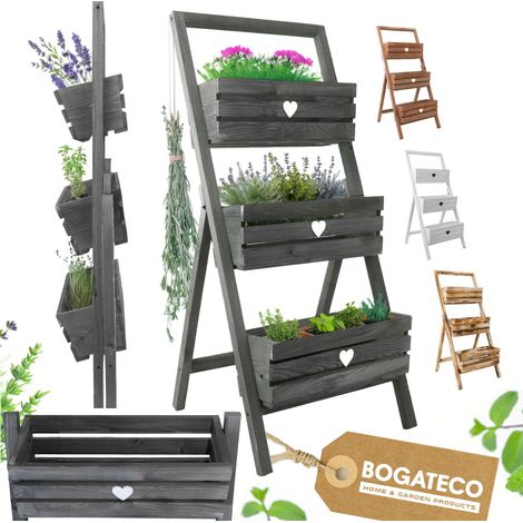 Lot 3 Jardinières Bois Bogateco sur Pied 110cm Gris (1/5)