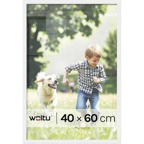 Cadre Photo 40x60 cm WOLTU, Cadre pour Photo en Bois MDF, Décoration Murale ou sur Table, Blanc