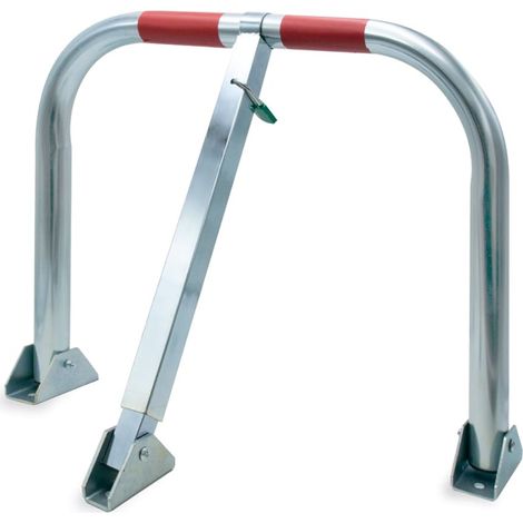 Nordlinger – Barrière de parking rétractable en acier galvanisé 58x48x52 cm – Cadenas inclus – Fixation sur sol dur – Bandes réfléchissantes