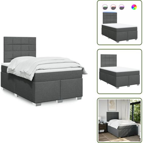 Sommier à lattes de lit avec matelas gris foncé 120x190cm tissu - Sommier À Lattes De Lit - Sommiers À Lattes De Lit - Lit - Meuble De Chambre À Coucher (1/5)