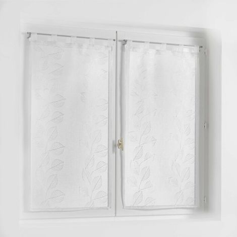 Paire droite passants 2 x 60 x 160 cm voile sable brode edenia Blanc (1/3)