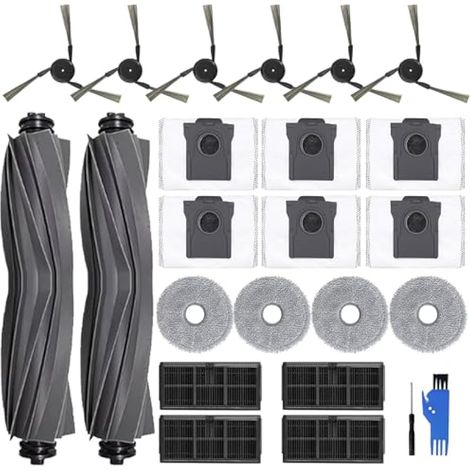 22 pièces d'accessoires pour Mova P50 Pro Ultra/P50 Pro, pour Dreame X40 Ultra Complete / L40 Ultra, 2 Brosses Principales, 4 Chiffon, 4 Filtres, 6 Sacs de Poussière, 6 Brosses Latérales (1/5)