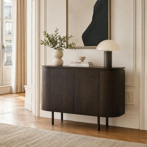 Petit buffet design en chêne brun 2 portes LOREN (1/5)
