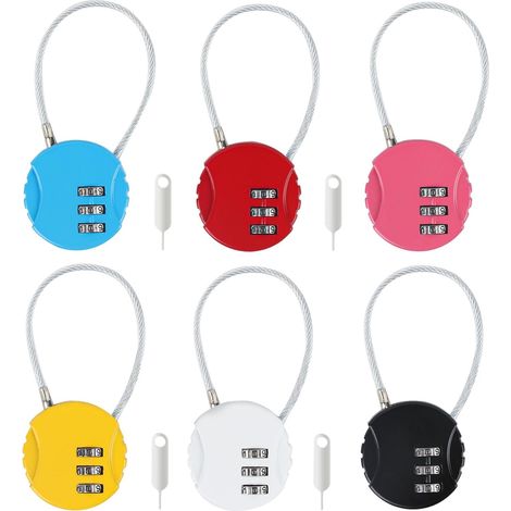 6 Pcs Petit Cadenas à Combinaison 3 Chiffres, Sécurité Réinitialisable Cadenas valise métal robuste, cadenas code 3 chiffres réinitialisable pour sac voyage, casier, gym, 6 couleurs assorties (1/5)