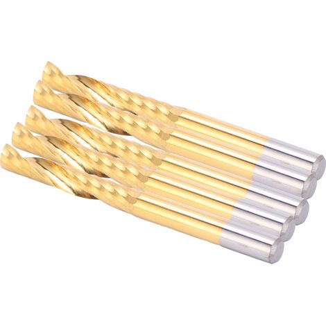 5 Fraises Hélicoïdales Carbure 1 Lèvre CNC, Fraise à Bois Métal HSS, Coupe 4x22x45mm, Outil de Défonceuse Professionnel (1/5)