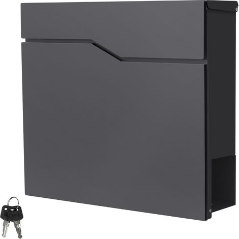 ML-Design Briefkasten mit Zeitungsfach, 37x37x11 cm, Anthrazit, aus Edelstahl