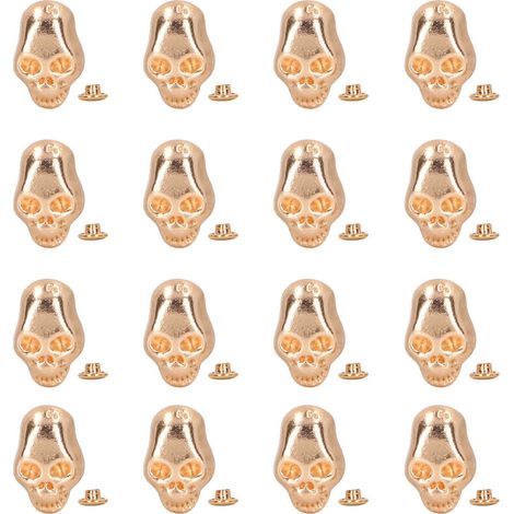 150 pièces rivets crâne punk DIY tête fantôme, décoration en cuir pour chaussures vêtements sacs, couleur or (1/5)