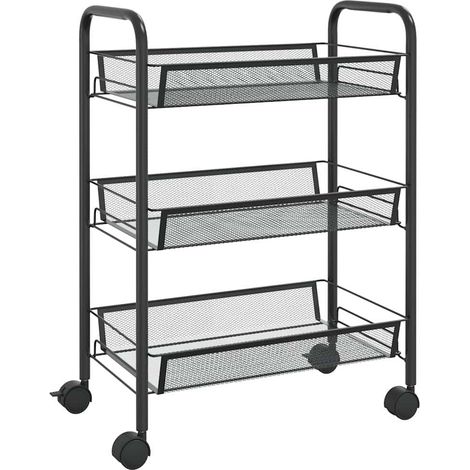 Maison Exclusive - Carrello da Cucina con 3 Ripiani Nero 46x26x64 cm in Ferro (1/5)