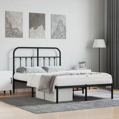 Estructura cama sin colchón con cabecero metal negro 120x190 cm vidaXL (1/5)