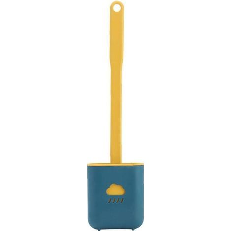 Set di 3 scopini per WC ZOLGINAH con manico lungo e supporto, design a nuvola, scopini in silicone da parete, scopini da bagno sospesi con adesivi, colore giallo, per la casa, per gli amici e come reg (1/5)