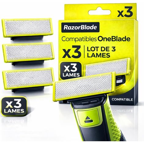Lot 3 Lames de Rechange RazorBlade pour Rasoir Électrique comptatible OBlade QP250/50 QP220 QP2824 QP2724 QP2520 QP2630 One Blade Lame Acier Inoxydable remplacement pour Tondeuse et Rasage