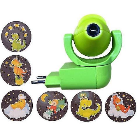 Projecteur LED Étoile Lune Animaux, 6 Images, Capteur, Prise UE, Veilleuse pour Chambre d'Enfant et de Bébé-Green
