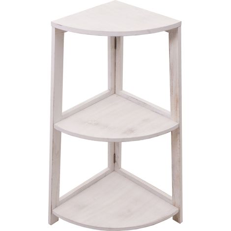 Étagère d'angle HWC-K44 - Étagère sur pied Étagère de salon - 3 étagères - 80x37x37cm MDF en paulownia certifié MVG - shabby bla (1/5)