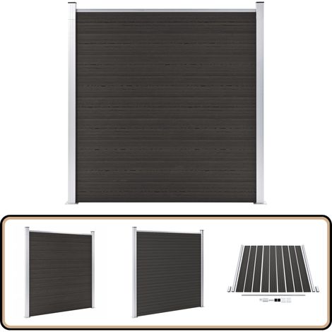 Panneau de clôture WPC 180x186 cm Noir - Clôture Jardin - Clôture Résidentielle - Clôture Composite - Clôture Noire - Clôture Moderne (1/5)