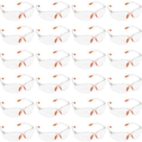 Lot de 24 Lunettes de Sécurité Transparentes - Lunettes de Protection avec Verres en Plastique, Pont-de-Nez et Embouts de Branches en Caoutchouc pour Plus de Confort - Lunette Transparente PPEdyk-alov (1/4)