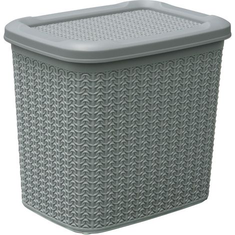 Knit Design Loop Plastic Lidded Storage Box, Grey (1/3)