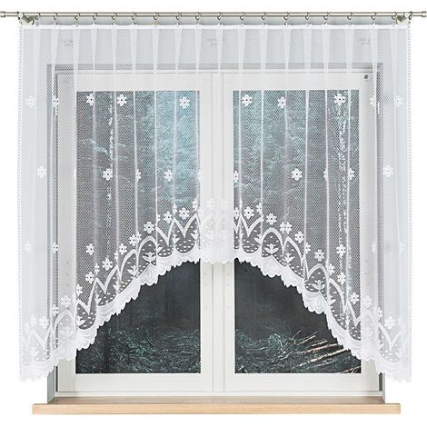 Florentyna – Fertiger Jacquard-Vorhang mit Schlitz am Saum – 330 x 140 cm – weiß (1/5)