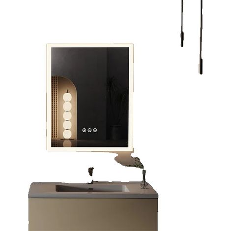 Miroir de Salle de Bain, Capteur Tactile LED, Température de Couleur Ajustable, 40x50cm (16x20 inch) (1/2)