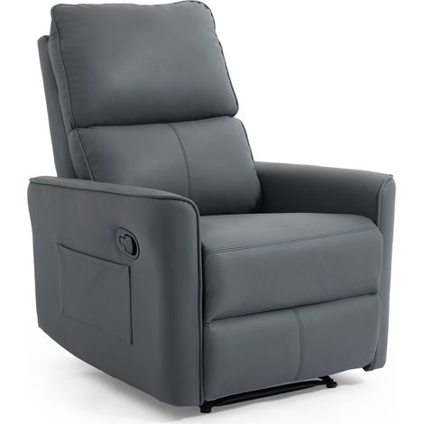 MADRID MANUAL RECLINER AIR LEATHER CHAIR GREY (1/5)