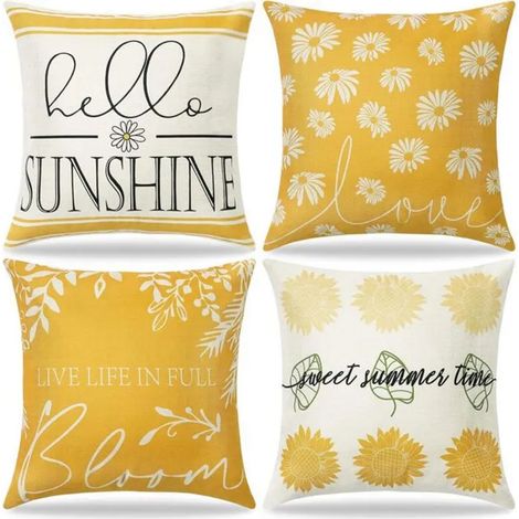 Housses de Coussin - LARGEIGHT - Hello Sunshine - Jaune - Marguerite - Tournesol (1/4)