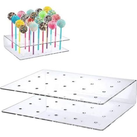 Set mit 2 transparenten Acryl-Cake-Pop-Ständern, 20-Loch-Präsentationsständer, Cake-Pop-Halter, Dekoration für Hochzeitsfeiern, Geburtstage, Größe geeignet für (1/5)