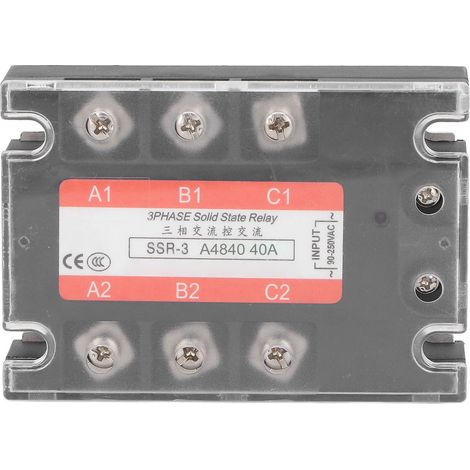 Relais statique triphasé 40A, voyant LED, boîtier transparent, SSR AC-AC, entrée 90-250V, sortie 24-480V, module de commutation industriel. (1/5)