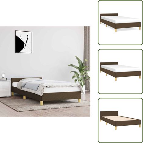 Cadre de lit sans matelas marron foncé 90x190 cm tissu - Cadre De Lit - Lit Double - Literie - Meuble Chambre - Chambre Adulte (1/5)