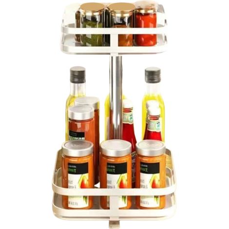 Étagère de rangement de cuisine rotative à 360 degrés, support pour épices, boîte de rangement pour huile, sel, sauce, vinaigre, support pour pots d'épices (1/5)