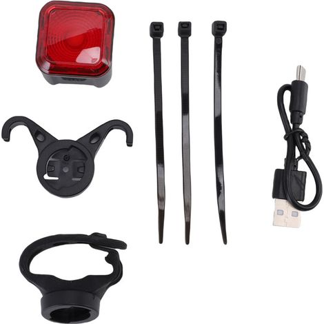 Jeffergarden Feu arrière de vélo rechargeable, capteur de freinage intelligent, USB-C, voyant d'avertissement pour cyclisme de nuit, étanche IP55, adapté aux vélos de route et de montagne, noir (1/5)