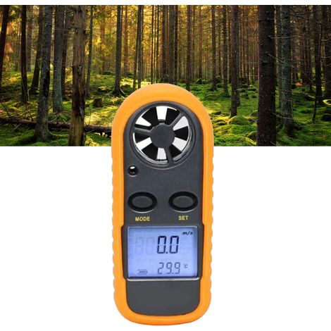 Anémomètre numérique de poche avec écran LCD, mesure vitesse du vent et température, testeur portable avec pile bouton incluse (1/5)