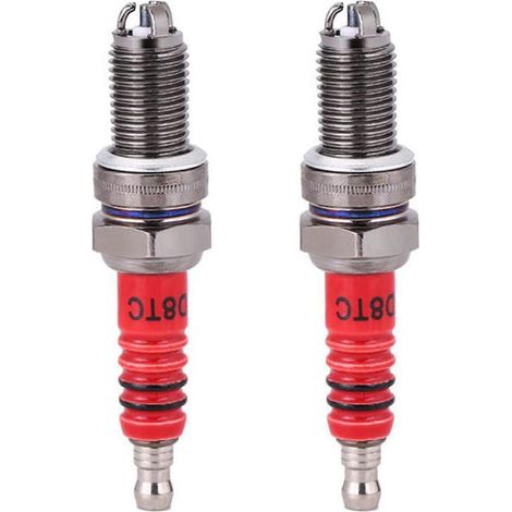 Deux bougies d'allumage à 3 électrodes, D8TC, compatibles avec les motos, scooters, VTT et quads de 125 cm3, 150 cm3, 200 cm3 et 250 cm3. (1/5)