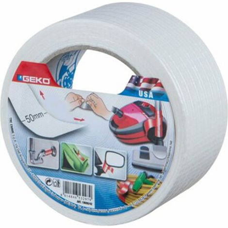 Mini rotolo di nastro adesivo 10mt x50mm bianco geko