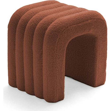 Tabouret rembourré en tissu bouclette - Rouille - MUI