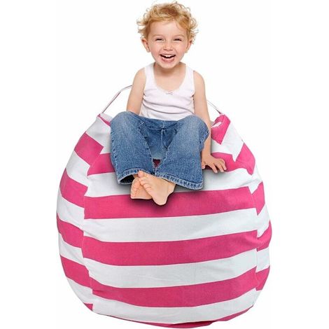 Pouf de rangement, housse de pouf, sac de rangement, repose-pieds, coussin d'assise, rangement doux, polyvalent et confortable pour chambre d'enfant (58 cm). (1/5)