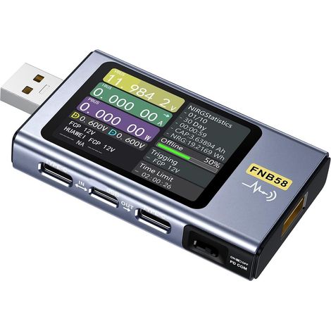USB Tester with LCD Screen, High-Precision Voltage and Current Meter for Fast Charging Testing, Compatible with PD QC Protocols, USB Type-C and A Ports, Recording (1/5)