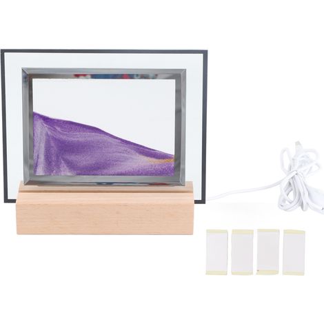 Lampe de chevet carrée 3D dynamique en sable, motif peinture sur sable, LED, décoration relaxante pour la maison ou le bureau, alimentation USB (1/5)