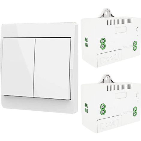 Interrupteur d'éclairage auto-générant sans fil, interrupteur à radiofréquence et récepteur de relais, contrôleur avec fusible, interrupteur cinétique sans batterie (Kit 1 voie 2 clés) (1/5)