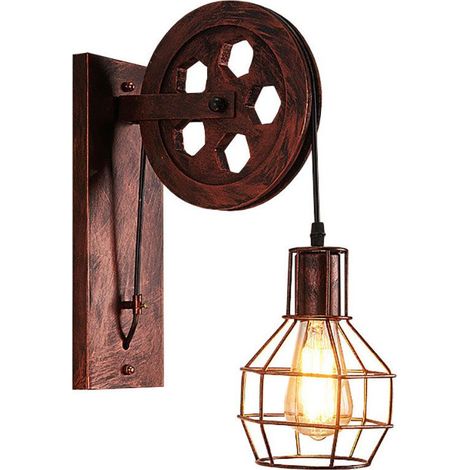 Applique Murale Rétro Lampe Murale Vintage Applique Murale Intérieure En Métal Pour Allée Loft Couloir E27 (1/5)